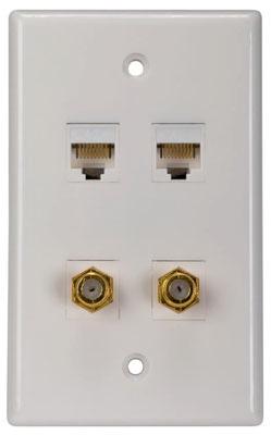 Dual Cat5/6 Coax Plate