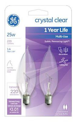 GE 25W CLR CANDEL BULB