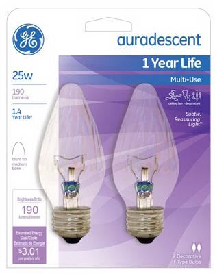 GE 2PK 25W Aurades Bulb