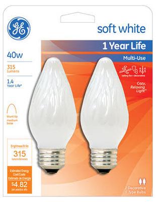 GE2PK 40W WHT Flam Bulb