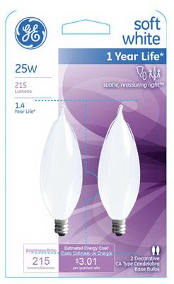 GE 2PK 25W Fros BT Bulb