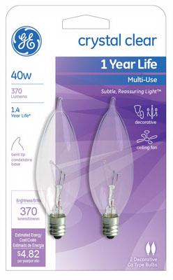 GE 2PK40W CLR BT BULB