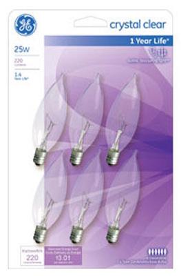 GE 6PK 25W Candle Bulb