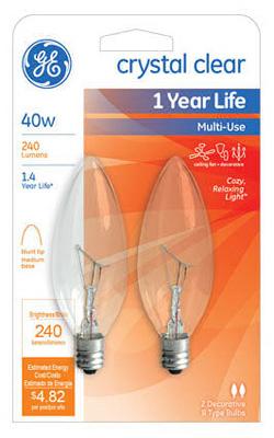 GE2PK40W CLR Blunt Bulb