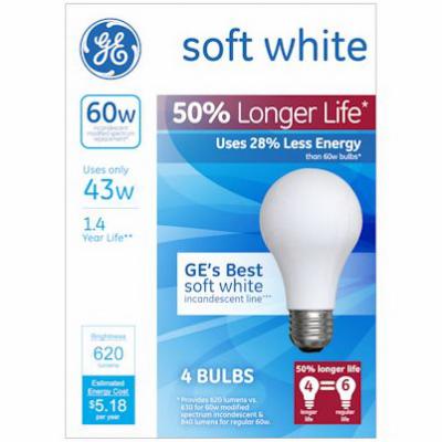GE 4PK 43W LL Halo Bulb