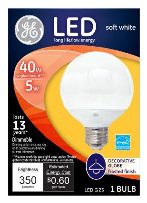 GE 5W WHT G25 LED BULB
