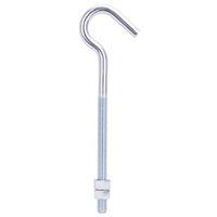 BOLT HOOK W/NUT STL 7IN ZINC