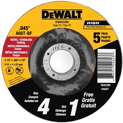 5PK 4.5" MTL Cut Wheel