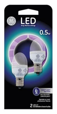 GE 2PK .5W CLR C7 BULB