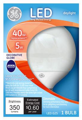 GE 5W G25 Day LED Bulb