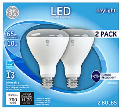 GE 2PK 10W DL BR30 BULB