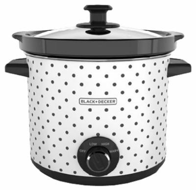 4QT WHT/Dot Slow Cooker