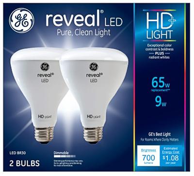GE 2PK 9W BR30 HD BULB