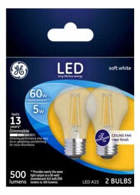 GE 2PK 5W SW FAN BULB