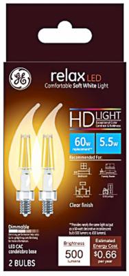 GE 2PK 5.5W SW CAC Bulb