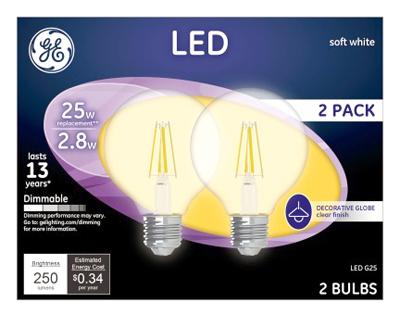 GE2PK 2.8W SW G25 Bulb