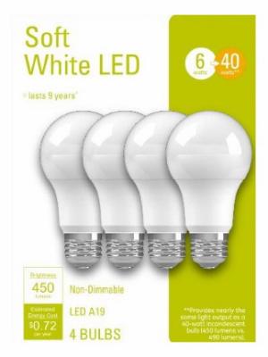 4PK 6W SW A19 Bulb