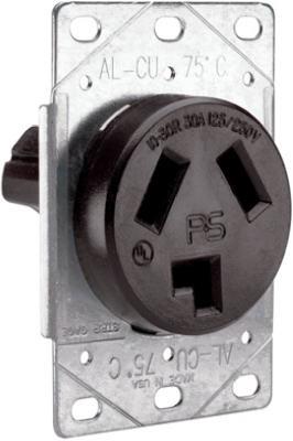 30A BLK FLUSH OUTLET