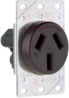 50A BLK FLUSH OUTLET
