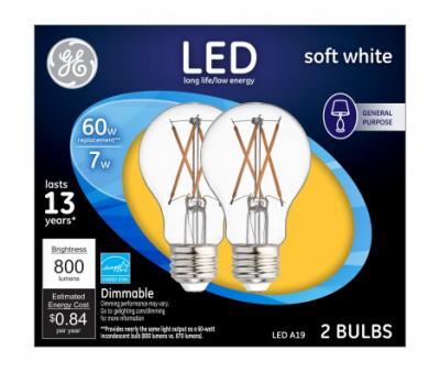 GE 2PK 8W SW A19 BULB