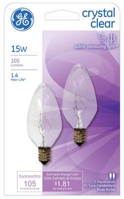GE2PK15W CLR Flame Bulb