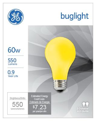 GE 2PK 60W YEL A19 Bulb