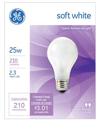 GE 2PK 25W SW LGT BULB