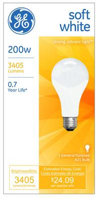 GE 200W SW LGT BULB