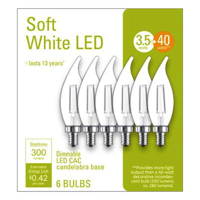 GE 6PK 4W DecoCand Bulb