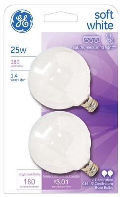 GE2PK25W WHT Globe Bulb