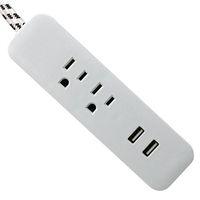 CORD 2OTLT/2USB PLTNM&WHT 6FT