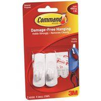 HOOK UTILITY SMALL W/STRIP WHT