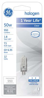 GE 50W T3 QTZ Halo Lamp