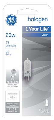 GE 20W T3 QTZ HALO LAMP