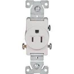 RECPT SINGLE COMM 3WRE 15A WHT