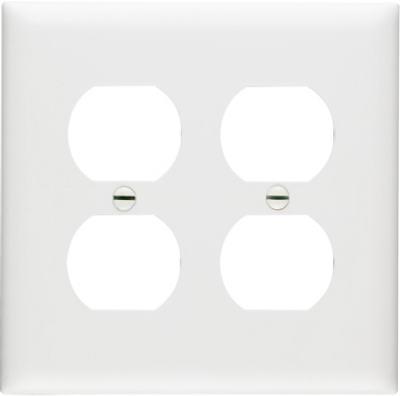 WALL PLT DUPLEX RECP 2G WHT