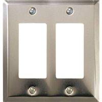WALL PLATE 2GANG DECR STL CHRM