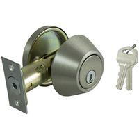 DEADBOLT SNGL CYL 6-WAY SATIN