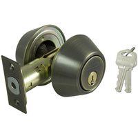 DEADBOLT DBL CYL 6-WAY ANT BRS