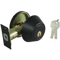 DEADBOLT SNGL CYL 6-WAY BRONZE