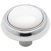 KNOB 1-3/16IN WHITE/POL CHROME