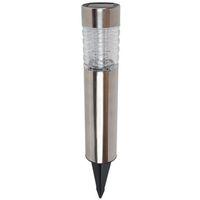 BOLLARD RIBBED GLASS/SS SOLAR