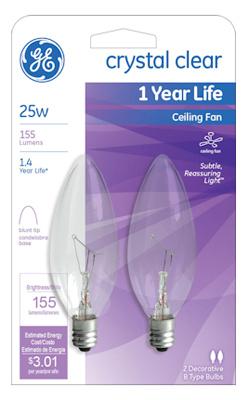 GE2PK 25W Ceil Fan Bulb