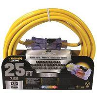 CORD EXT 12/3 SJTOW X 25FT YEL