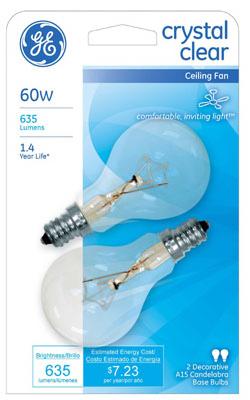GE2PK 60W CLR FAN BULB