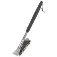 GRILL BRUSH WITH SCRAPER 17IN