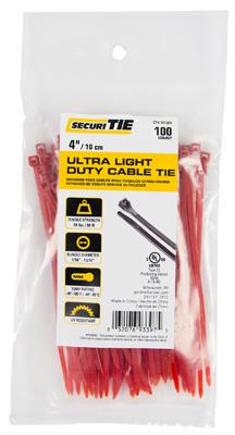 4" RED NYLON  ULTRA LIGHT DUTY  100/PK
