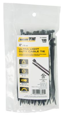4" ULTRA LIGHT DUTY  UV BLACK  100/PK