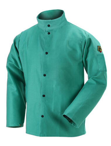 9 oz. Flame Resistant Cotton Welding Jacket, Green, 30" length