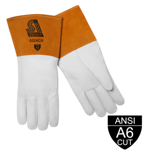 SensiTIG Premium Grain Goatskin TIG Welding Gloves, ANSI A6 Cut Resistant, Long Cuff